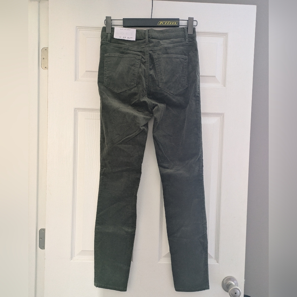 Loft High Waist Skinny Denim Corduroy Forest Green Women's Jeans 27 4 NWT - Picture 2 of 6